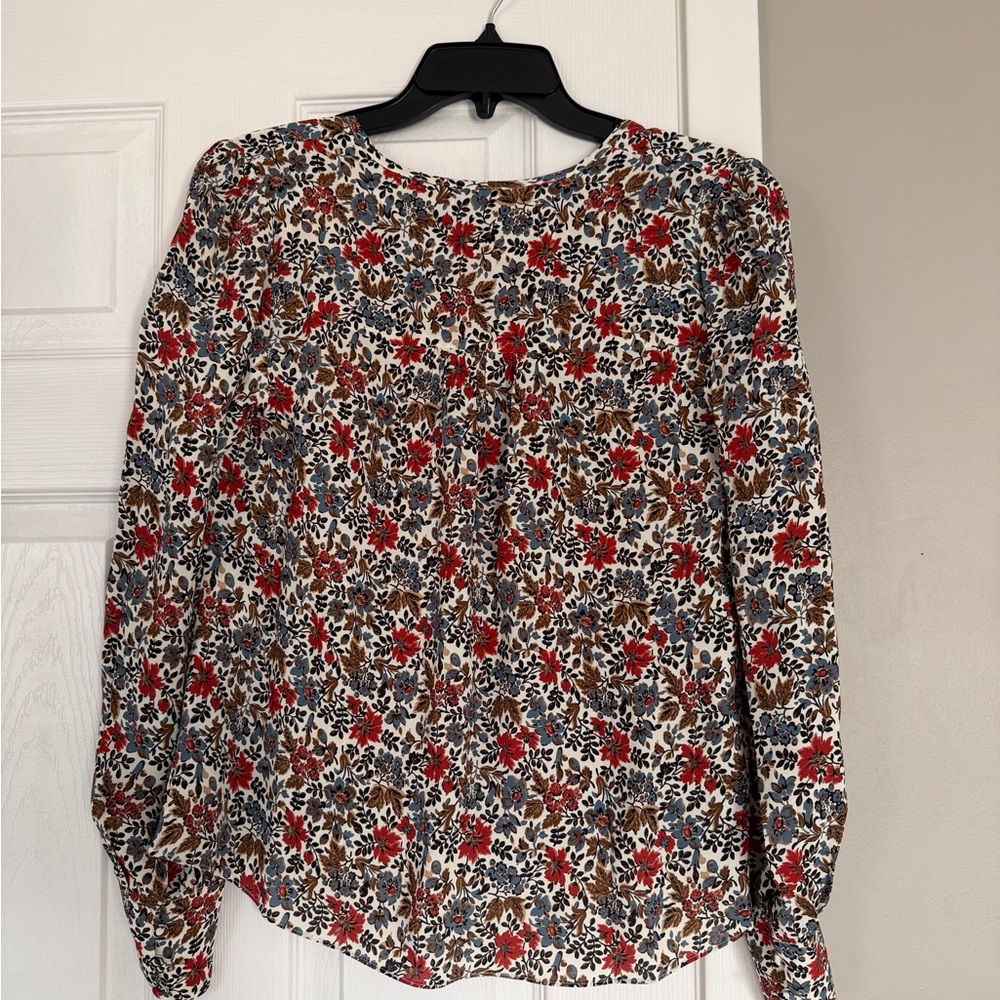 Veronica Beard Floral Long Sleeve Blouse Boho Bohemian Flowy - Picture 6 of 7